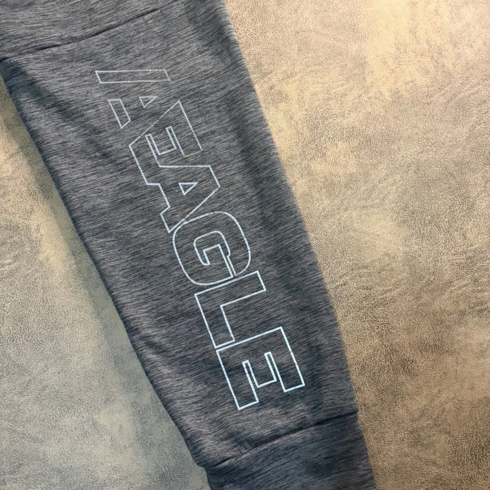American Eagle Joggers Mens Small Gray Tech Fleece Graphic Activewear 3003